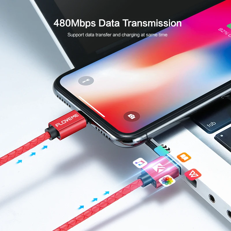 FLOVEME 3A магнитная зарядка usb кабель для Lightning Кабель с разъемом микро-USB типа C Pocophone