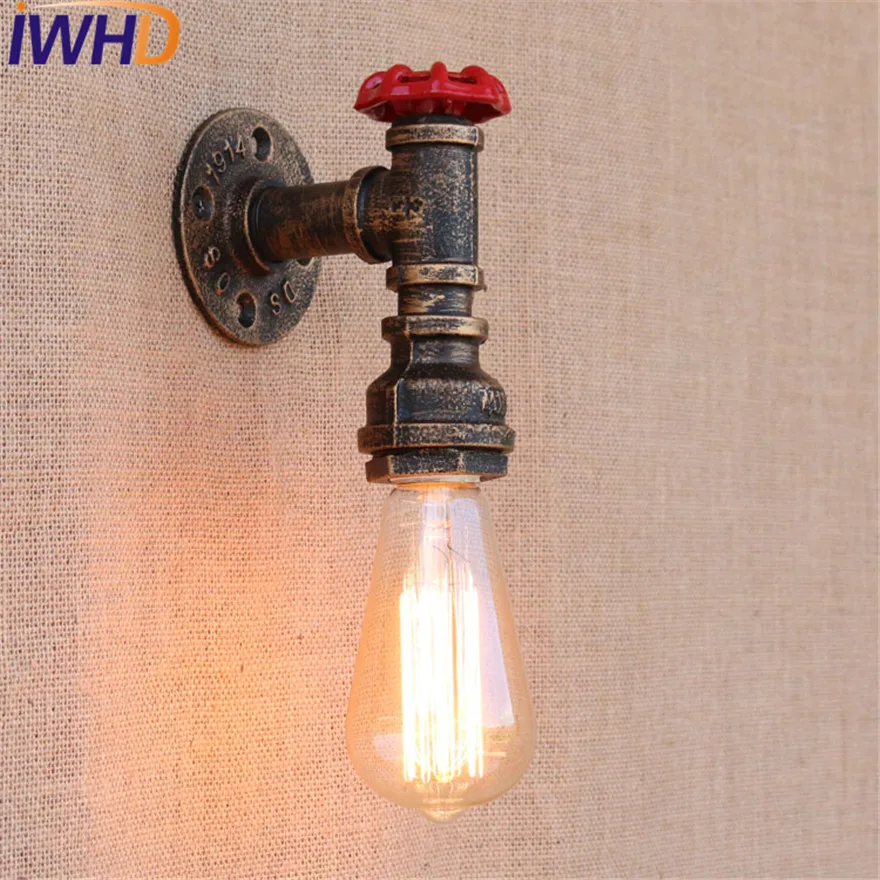 

Antique Iron Valve Vintage Wall Lamp Industrial Edison Wall Sconce Loft Style Water Pipe Wall Light Fixtures Indoor Lighting