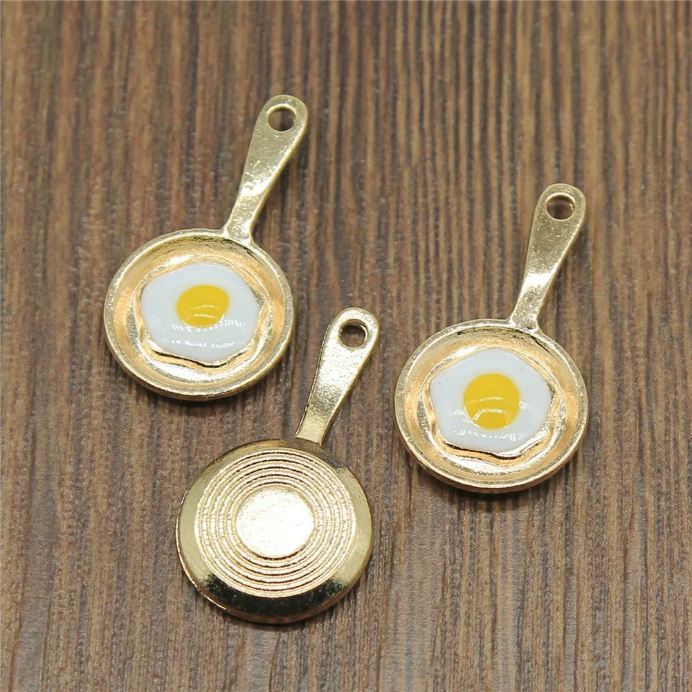 

6pcs Charms Omelette 14x26mm KC Gold Pendant Omelette Charms For Jewelry Making Jewelry Findings