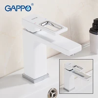 gappo basin faucets white polished deck mounted bathroom mixer cold and hot mixer single handle bath water waterfall tap brass