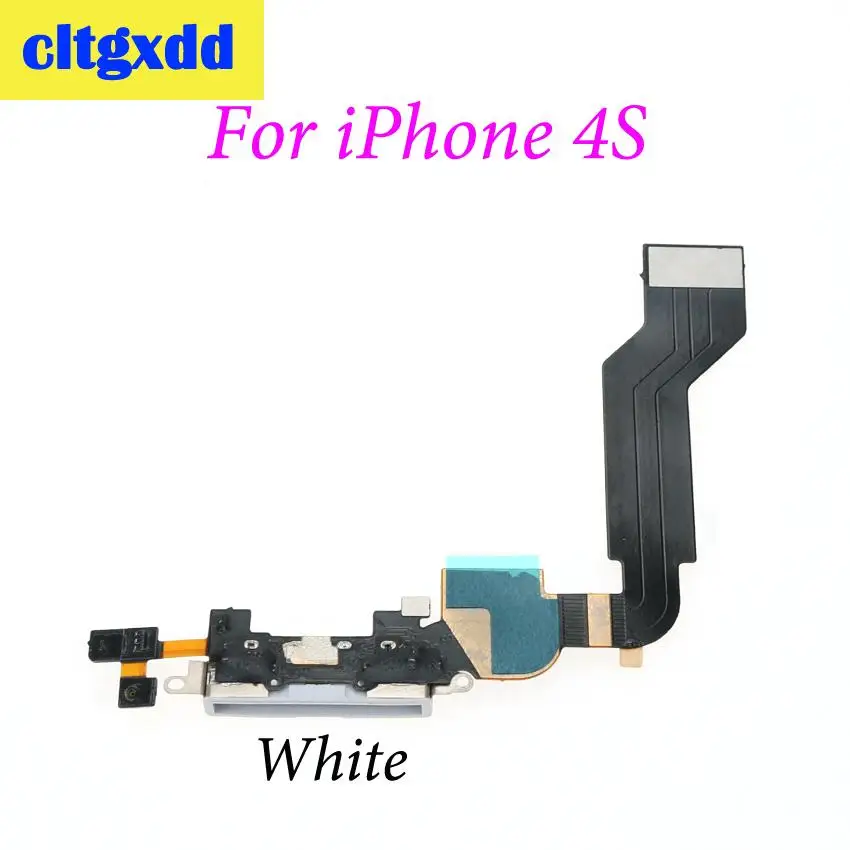 For 4S White Cltgxdd usb разъем для зарядки док-станция разъем гибкий кабель с микрофоном для iPhone 4 4G 4S - Цвет: For 4S White