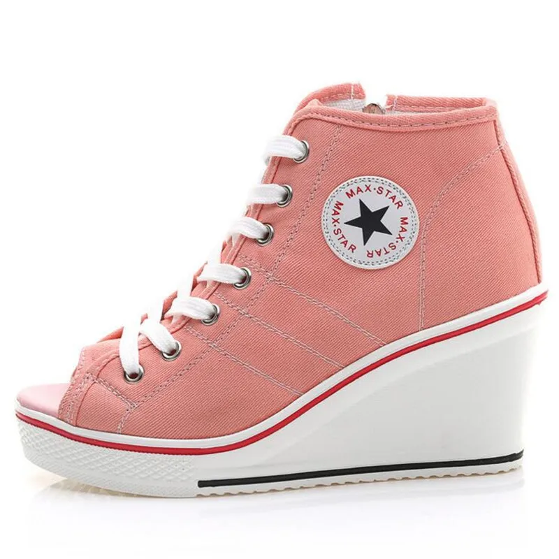 Женская обувь на высокой платформе с нашивками женские повседневные кроссовки