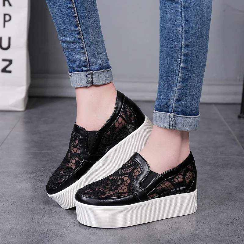 Летняя женская повседневная обувь на шнурках женские дышащие лоферы плоской