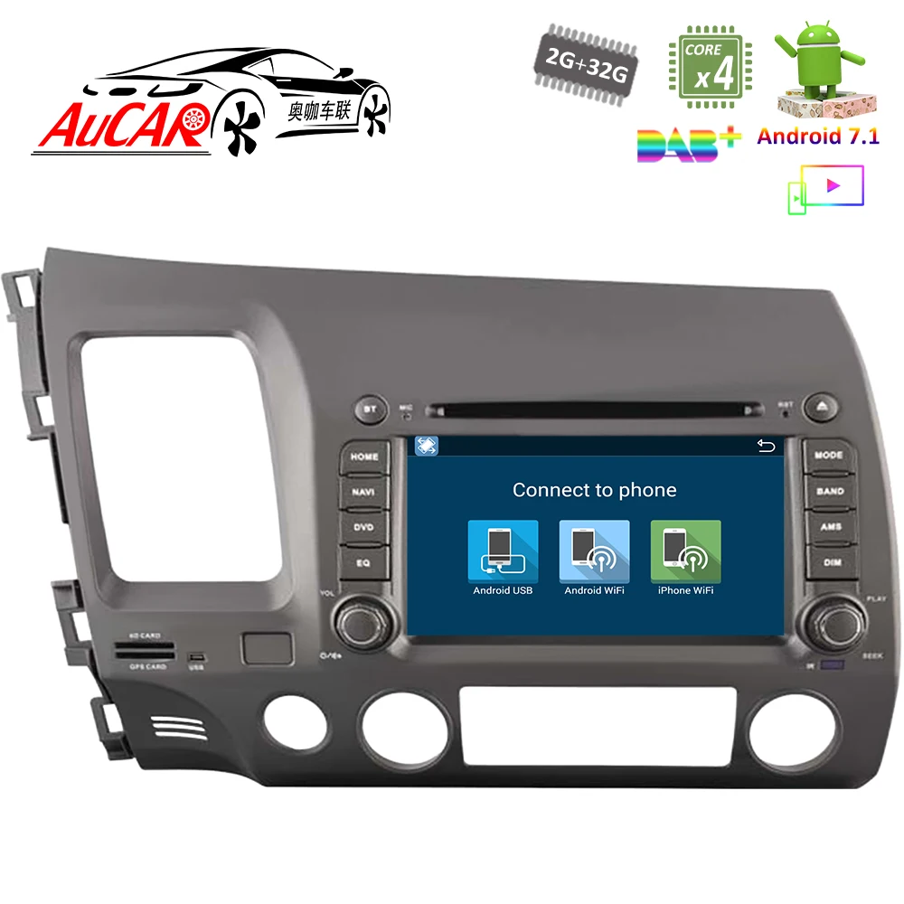 7 &quotAndroid 1 автомобильный dvd плеер для Honda Civic 2006 2011 GPS навигационная система HD 1024*600