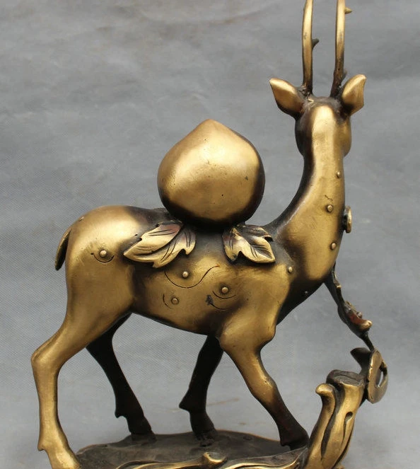 13 &quotСчастливый Китайский Бронзовый летучая мышь Шу персик на беге олень Сика