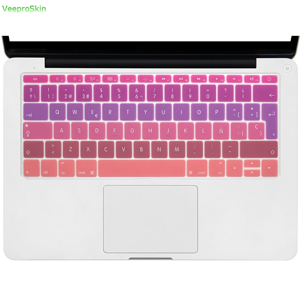 Чехол с испанской клавиатурой из силиконовой кожи Rainbow для Mac Pro 13 A1708 (2016 версия