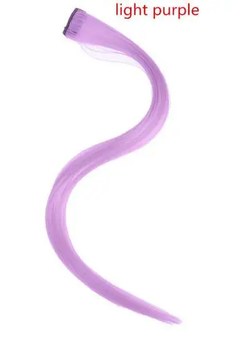 Light purple 2" Длинные прямые поддельные цветные волосы для наращивания на заколках, яркие радужные волосы с полосками, розовые синтетические волосы с эффектом омбре, пряди на заколках - Цвет: Light purple