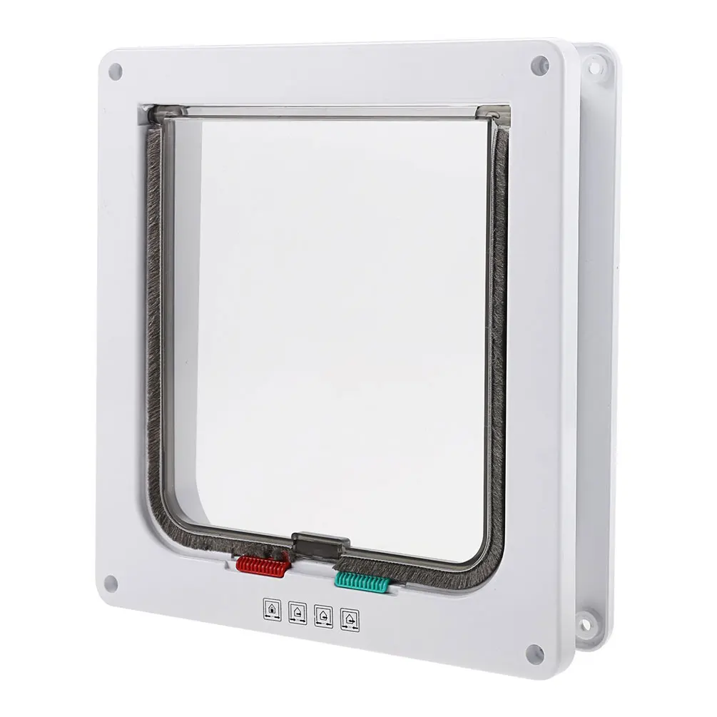 Cat Door Lockable Manual Control Access Pet 4 Way Locking Flap for Small Dogs Puppy |