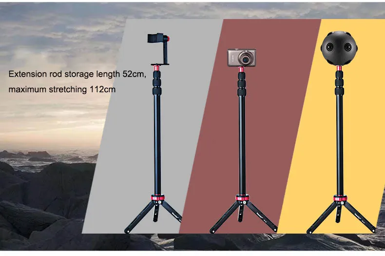 Manbily MT01 Настольный Штатив для смартфонов DSLR Камера ЧПУ Алюминий телефон клип крепления шаровой головкой Портативный мини настольный штатив