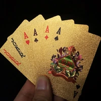 free shipping golden playing cards deck plastic gold foil poker magic card durable waterproof cards close up street magic tricks