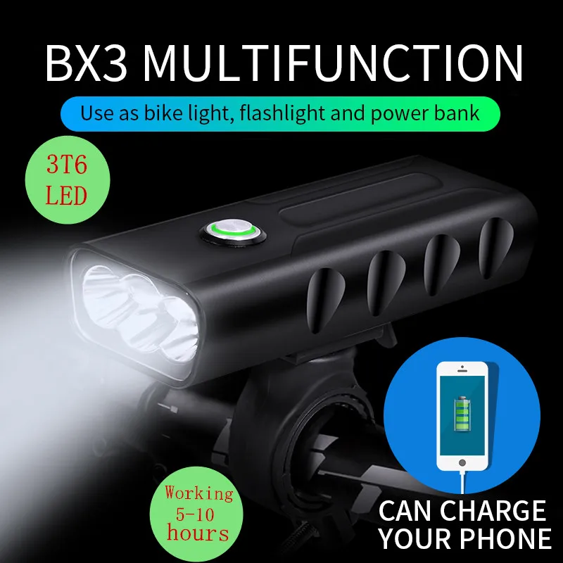 Светодиодный USB велосипедный светильник XM L 3T6 передний светодиодный для