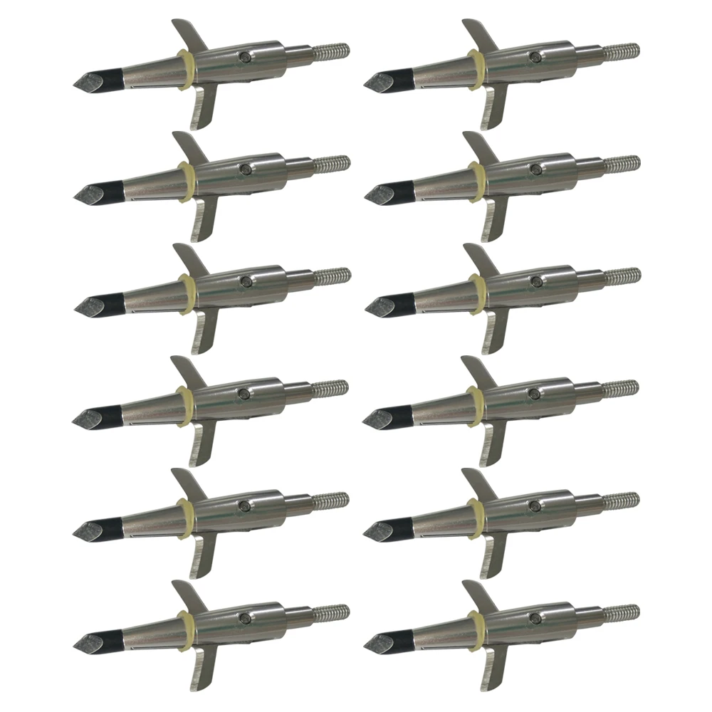 

12Pcs Silver Swhacker Broadheads 100Grain 1.75" Cut Expandable Blades for Compound Bow Crossbow Arrowheads