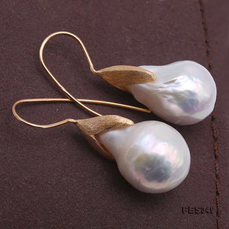 Серьги подвески из серебра 2019 пробы с искусственным пресноводным жемчугом 14 5 х25