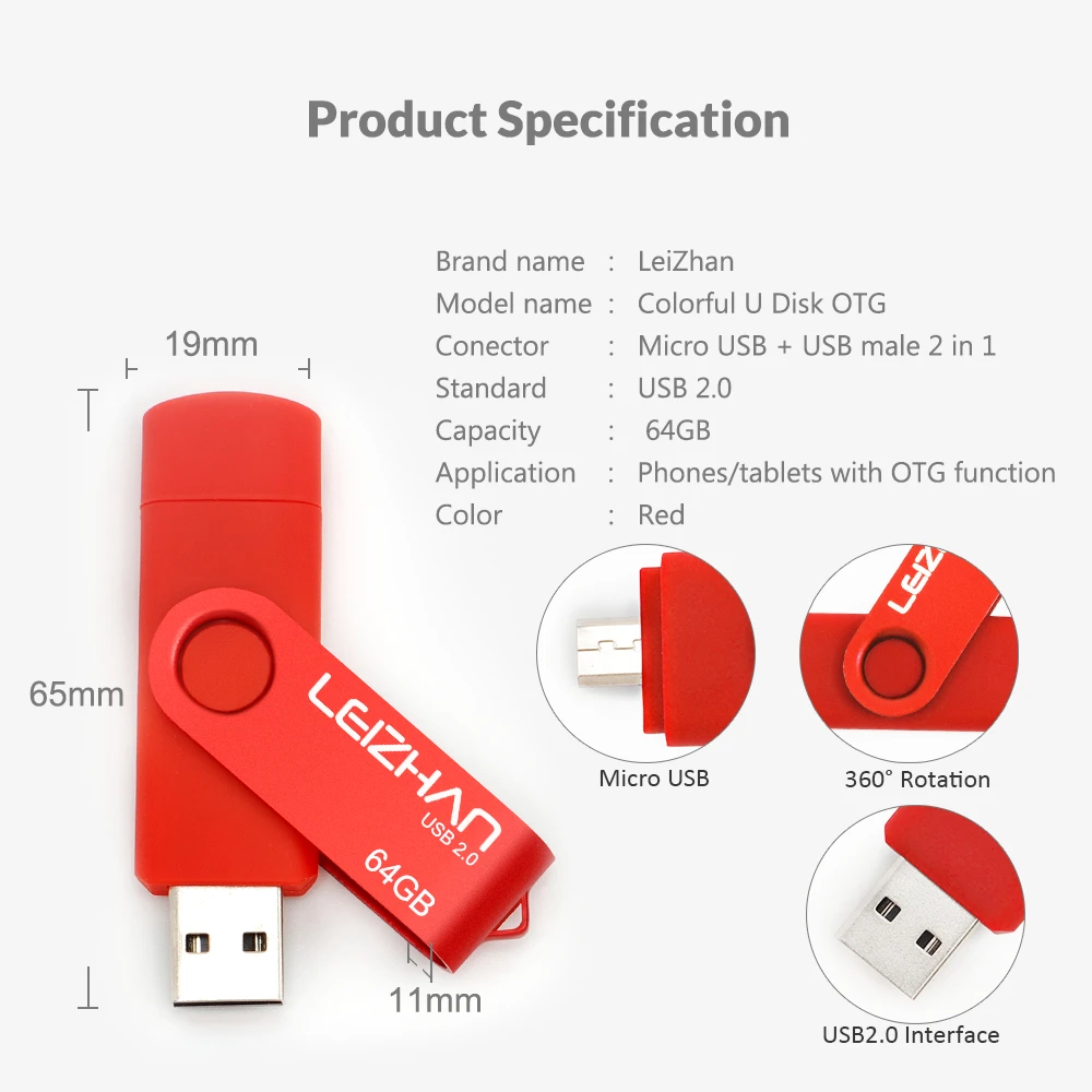 Флеш-накопитель LEIZHAN с Micro USB 64 ГБ 32 OTG 16 высокая скорость 8 Фотокарта 4 Гб 2 0 карта