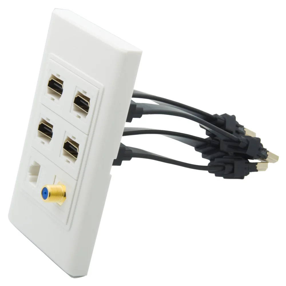 1 банда без винта Порт CAT6 RJ45 порт F RG6 ТВ 4 порта HDMI плоский короткий кабель Стиль