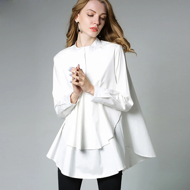 Большие размеры длинные хлопковые черные рубашки для женщин XXXL с длинным рукавом