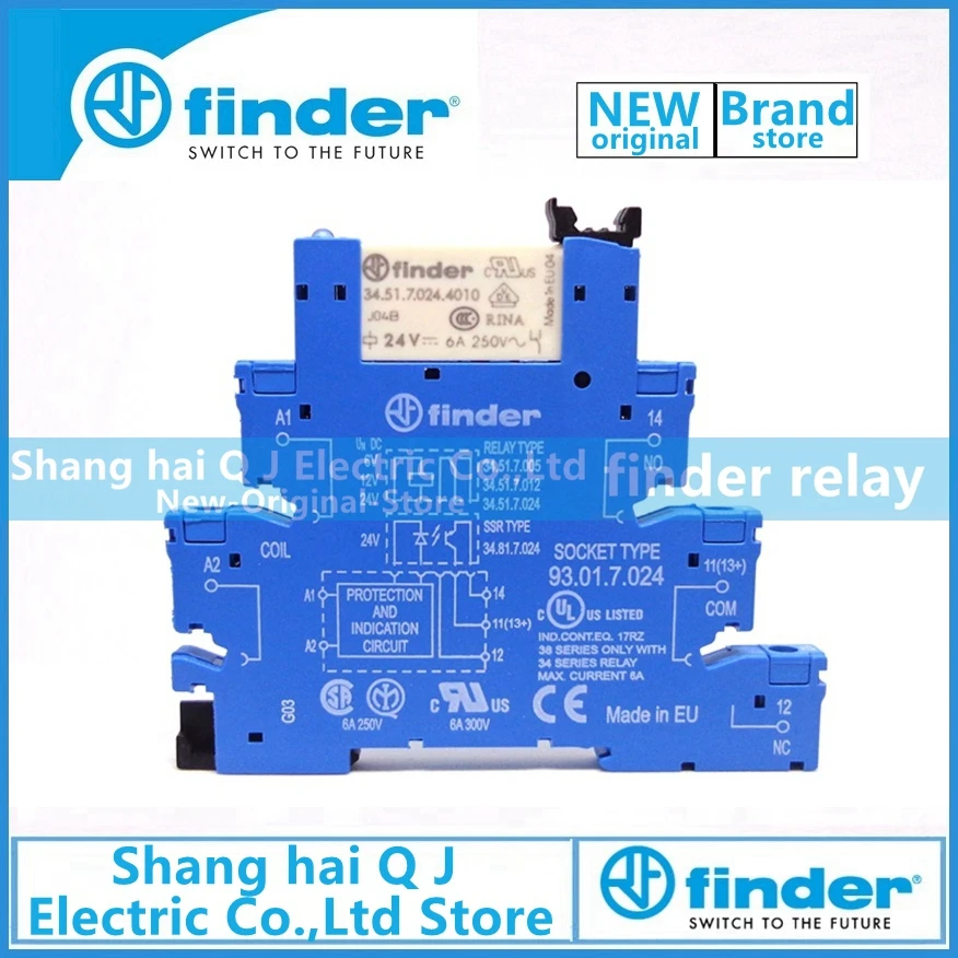 

Brand new and original finder 38.51.7.024.4050 (34.51.7.024.4010+93.01.7.024) 24VDC 6A relay
