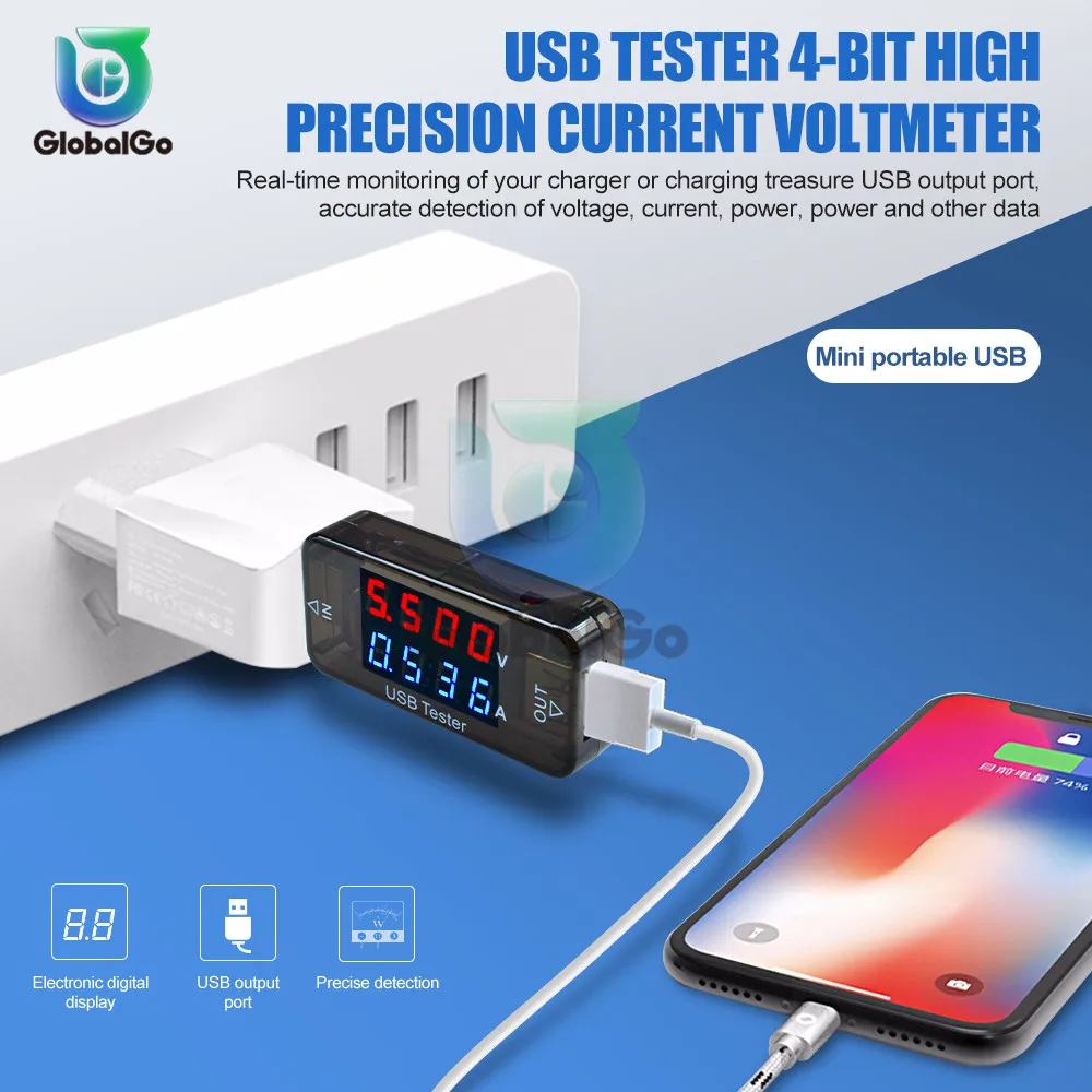 USB Тестер DC Цифровой вольтметр Amperimetro измеритель напряжения тока Амперметр