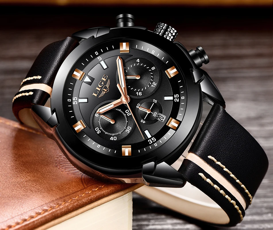 Relojes Hombre, новинка, LIGE, мужские часы, Топ бренд, Роскошные, водонепроницаемые, 24 часа, дата, кварцевые часы, мужские, кожа, спортивные наручные часы+ коробка