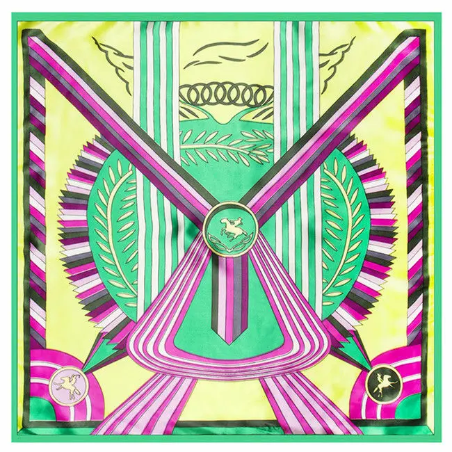

60cm*60cm Women 2017 New Fashion Imitated Silk Korea and Japan Style Horse and Ribbon Printed Office Lady Square Scarf Hot Sale