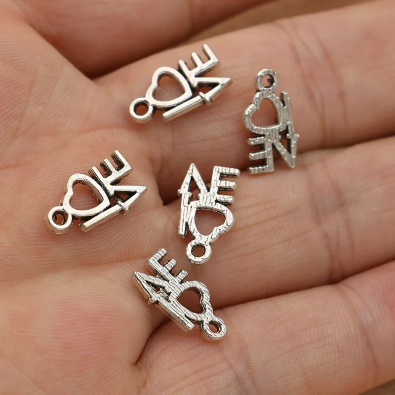 20 шт. античные посеребренные Подвески для любви изготовления ювелирных изделий