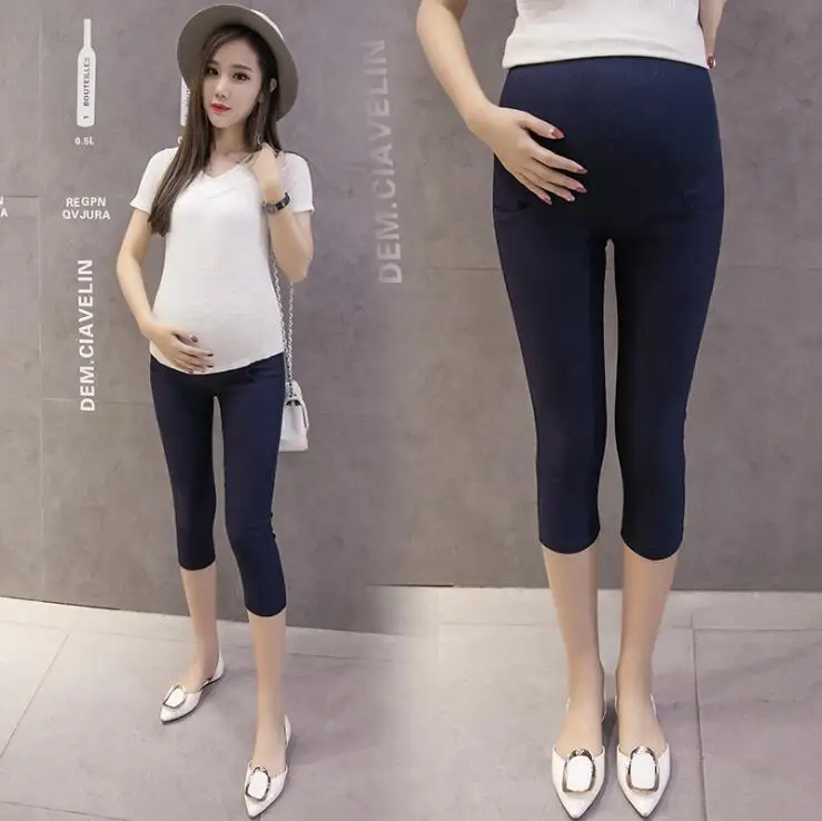 Брюки для беременных женщин прямые Маленькие ноги регулируемый пояс яркие цвета