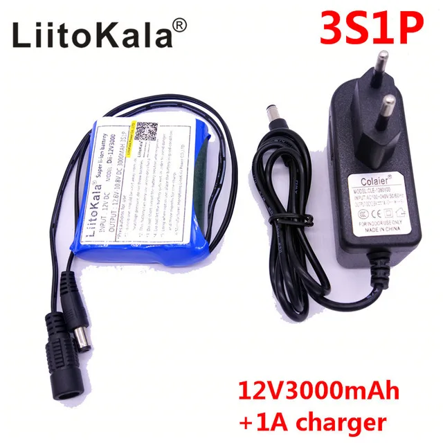 Супер перезаряжаемая батарея HK LiitoKala Dii 12V3000 DC 12 В 3000 мАч Li lon постоянного тока +
