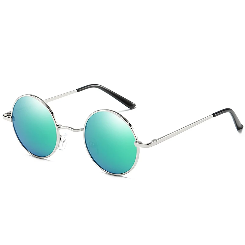 Silver Green ZJHZQZ стимпанк Круглые Солнцезащитные очки Брендовые дизайнерские классические анти-УФ поляризованные металлические оправы маленькие винтажные Ретро очки Джон Леннон - Цвет линз: Silver Green