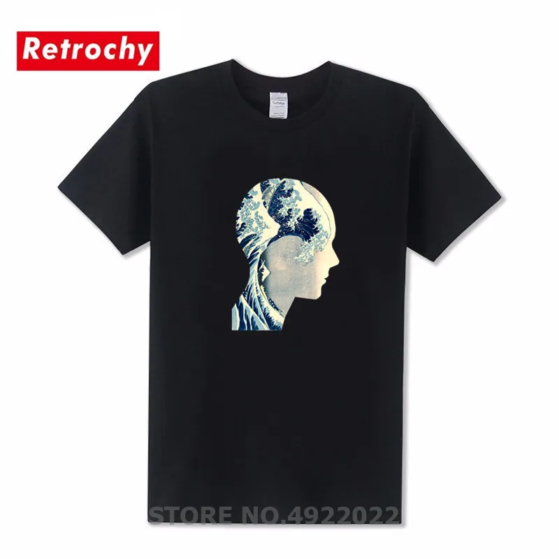 Мужская футболка с креативным дизайном Hokusai Great Wave in My Head очаровательные синие