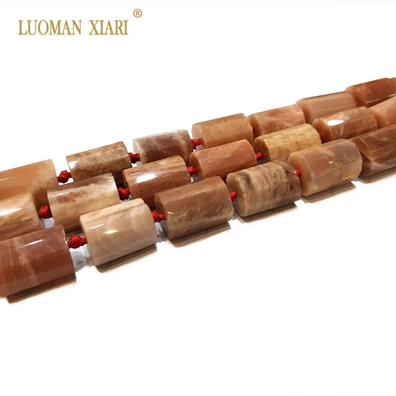 100% Natural Sunstone Cylindrical Shaped Facted Stone Beads For Jewelry Making DIY Bracelet Necklace Size 11*16 mm Strand 15&quot |