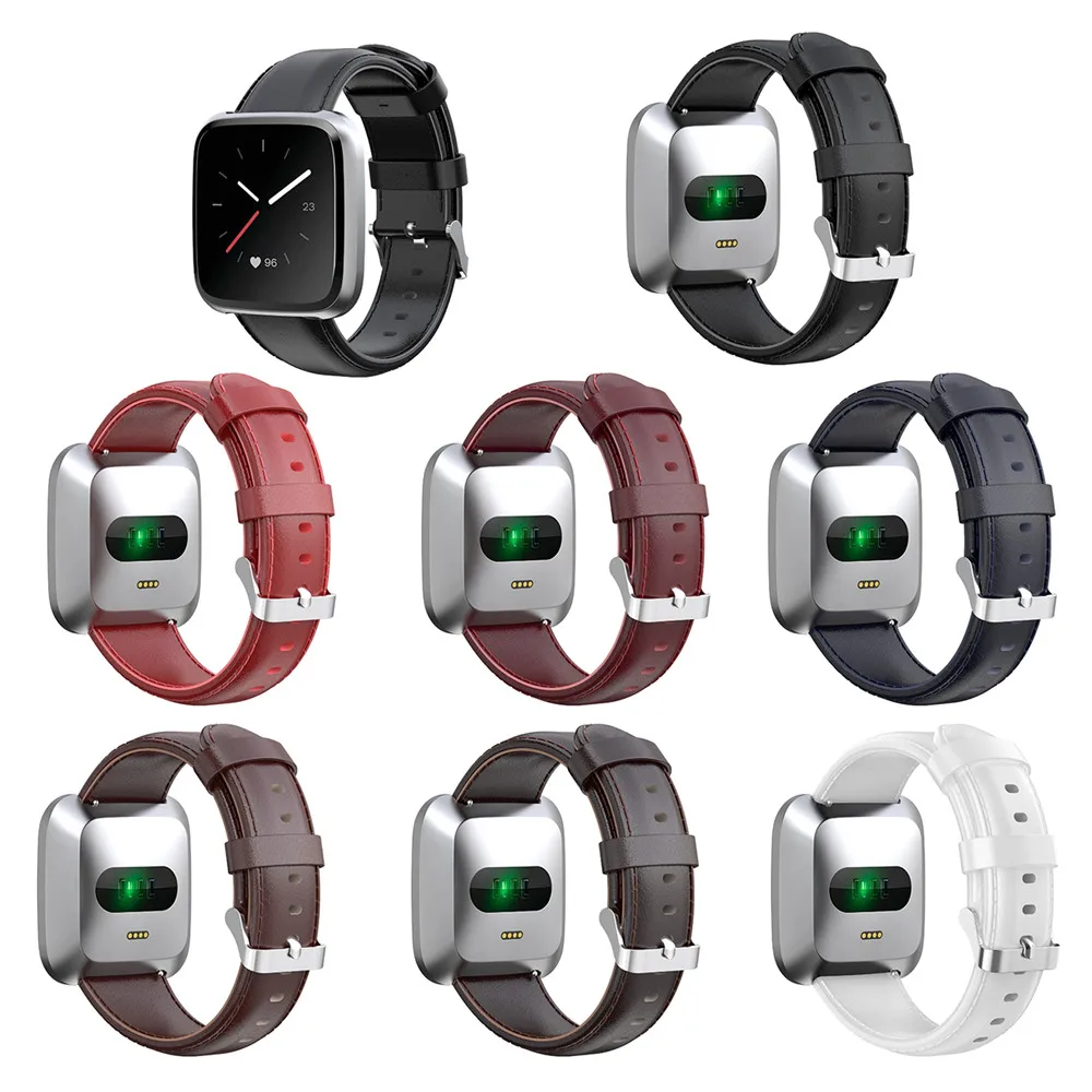 

New 23mm Leather Smartwatch Strap Band for Fitbit Versa Lite for Fitbit Versa Replacement Band Bracelet Wristband Accessories