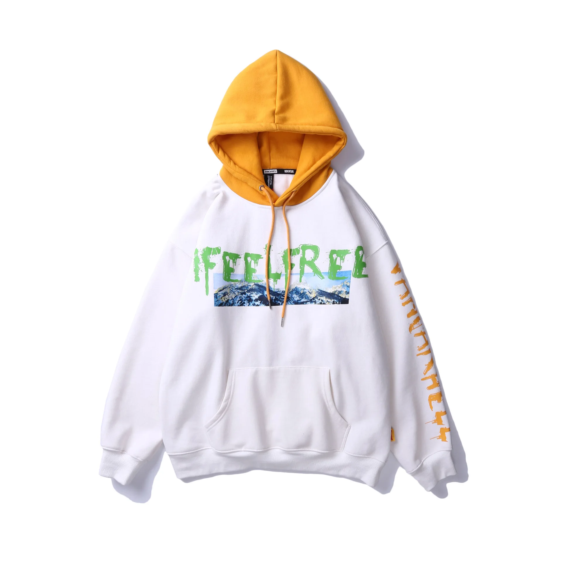 Краски письмо Снежная гора толстовки с принтом в стиле пэтчворк и КолорБлок