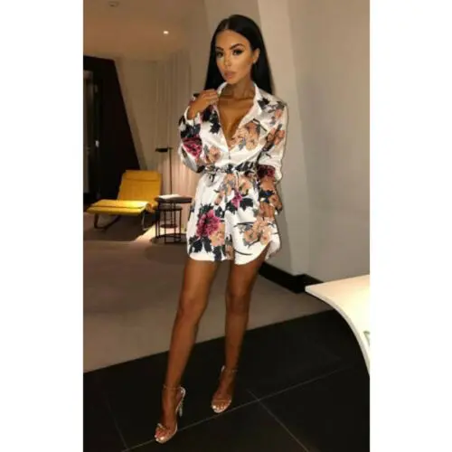 Женское леопардовое мини платье с рюшами v образным вырезом длинными рукавами и