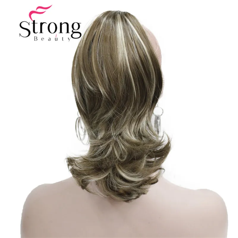 StrongBeauty, 12 дюймов, двойное использование, волнистый стиль, зажим в коготь, конский хвост, наращивание волос, блонд, синтетические волосы с зажимом челюсти/коготь