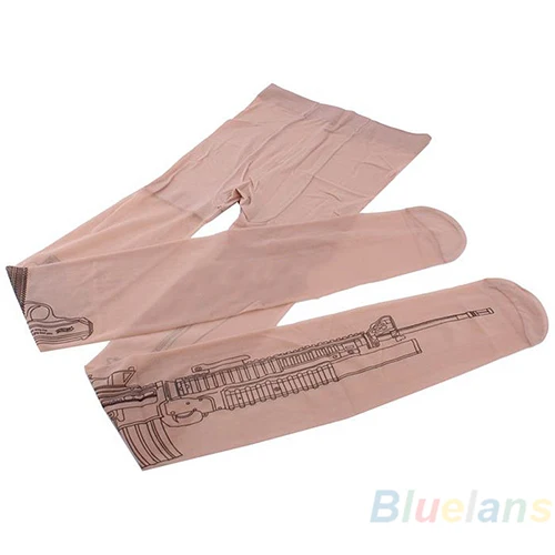 Сексуальная Machine Gun татуировки Прозрачный Колготки для новорождённых Чулки