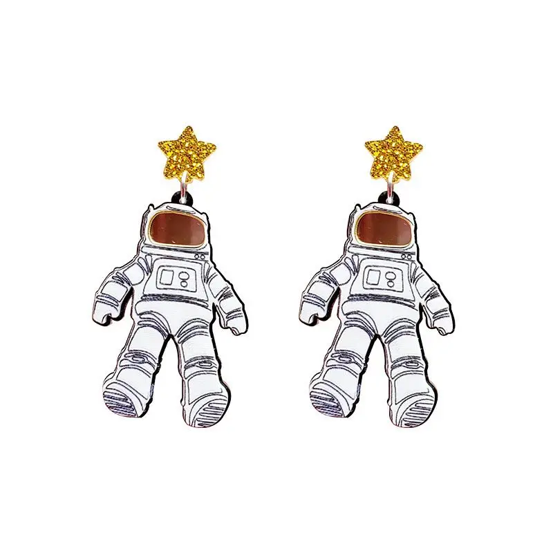 

Fashion Acrylic Jewelry Star Print Astronauts Stud Earrings For Women