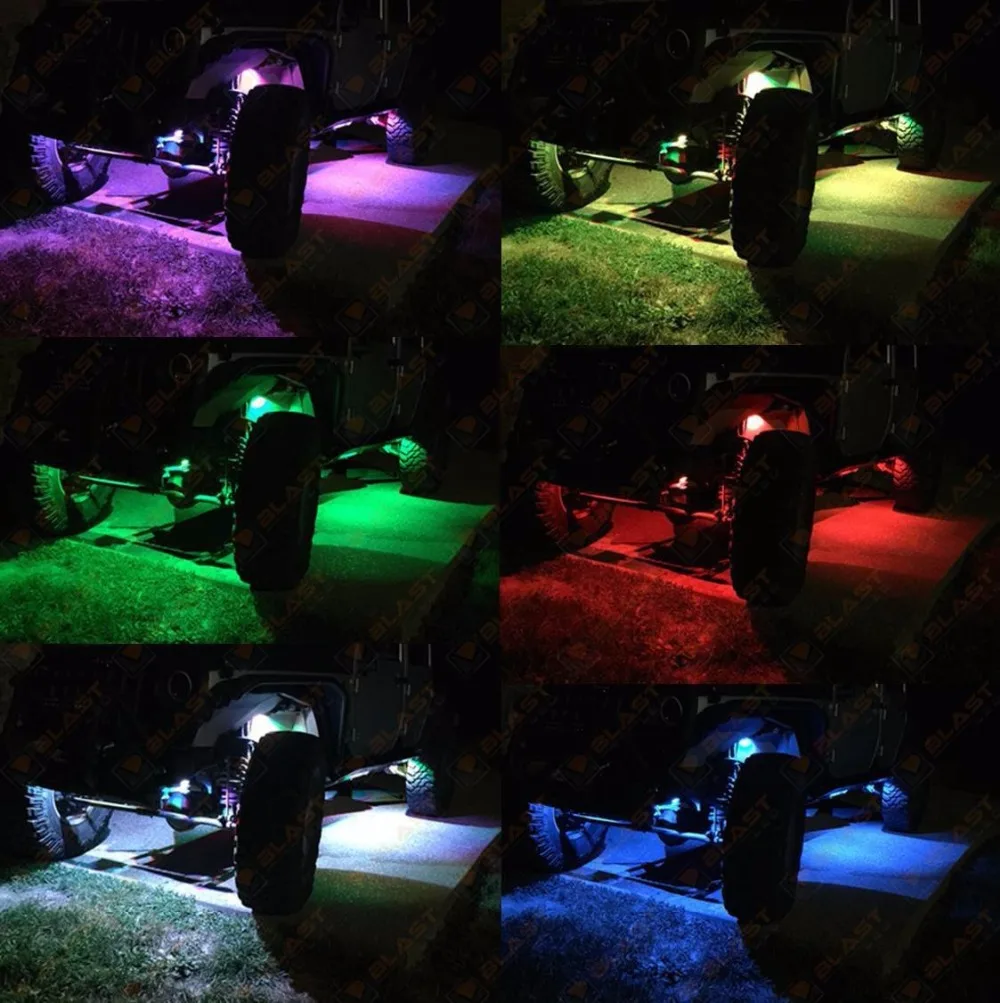 36 Вт Многоцветный RGB Набор Сведодиодных Рок Ламп с Контроллером для Автомобилей