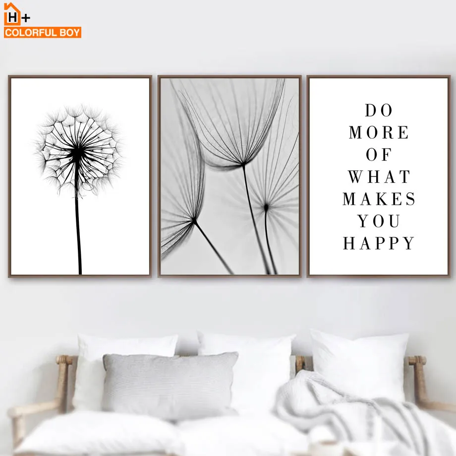 COLORFULBOY холст Художественная печать Одуванчик цитаты черные белые скандинавские