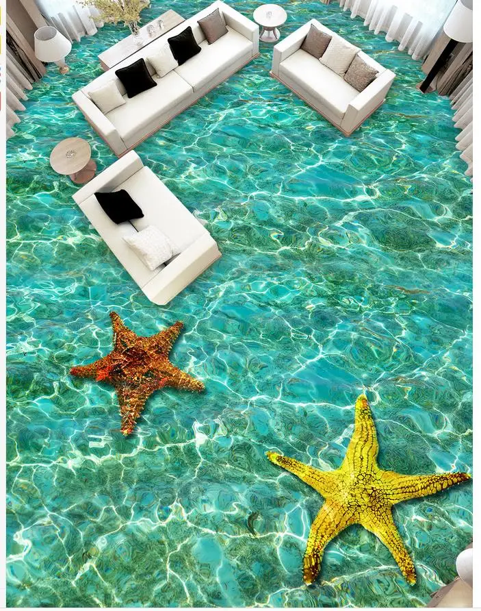 3d обои с рисунком пола волнистые морские звезды пол для ванной гостиной 3D ПВХ