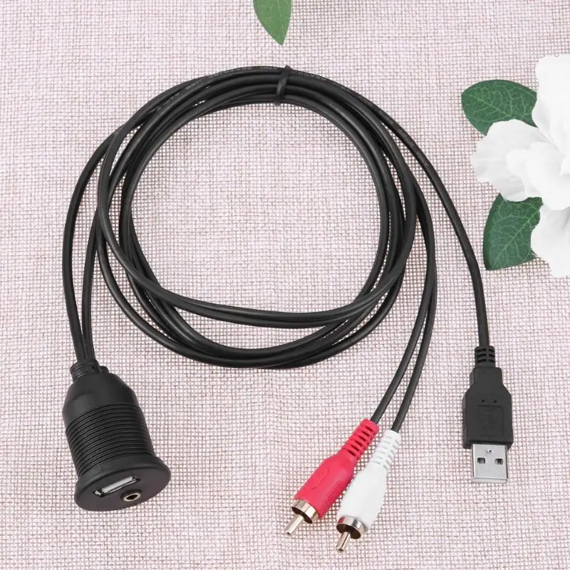 1 м крепление для приборной панели автомобиля USB 3 5 мм AUX 2RCA удлинитель свинцовая