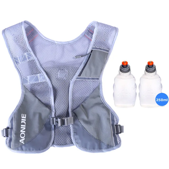 Gray 2 bottles AONIJIE E884 светоотражающий гидратационный рюкзак сумка Жилет Жгут бутылки воды Туризм Кемпинг бег марафон гонки - Цвет: Gray 2 bottles
