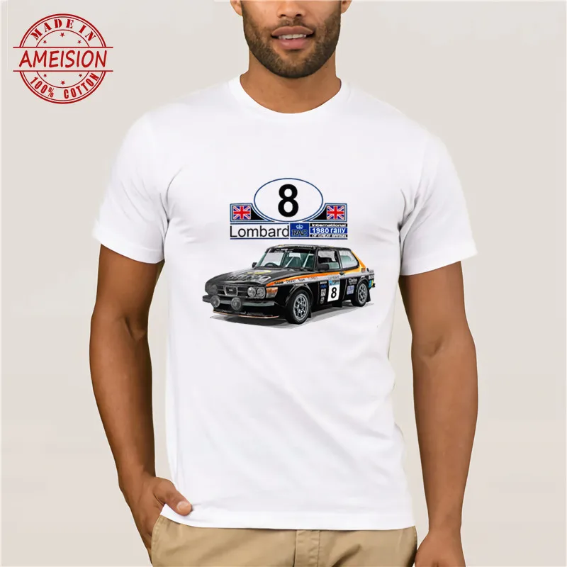 Простая Saab 99 Turbo 1980 RAC Rally мягкая хлопковая Футболка WRC Забавные футболки футболка