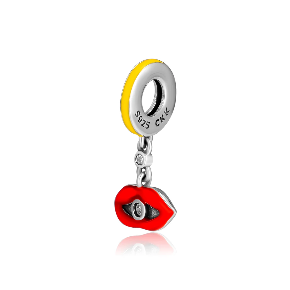 Fandola CKK 925 Sterling Silver Glamour Kiss Mouth Dangle Charm Fits Pandora Bracelet Charms Necklace for Women Jewelry Making | Украшения