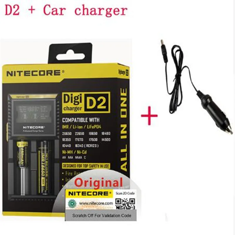 Nitecore D2 зарядное устройство с ЖК дисплеем для зарядки 18650 14500 16340 26650 A AA AAA батареи 12