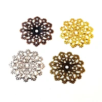 free shipping 10pcs bronzecoppersilvergold filigree flower wraps connectors metal crafts decoration diy 4 8x4 8cm