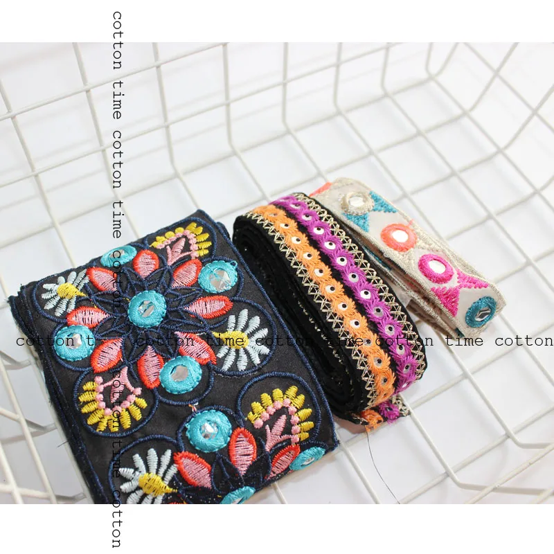 5yards Indian Trim Embroidered lace colorful Gypsy Lace Fabric Band Sawing Accessory for fashion cloth Bags home deco accessory | Дом и сад