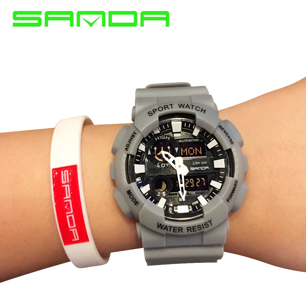 Sanda новые спортивные мужские модные уличные армейские военные часы