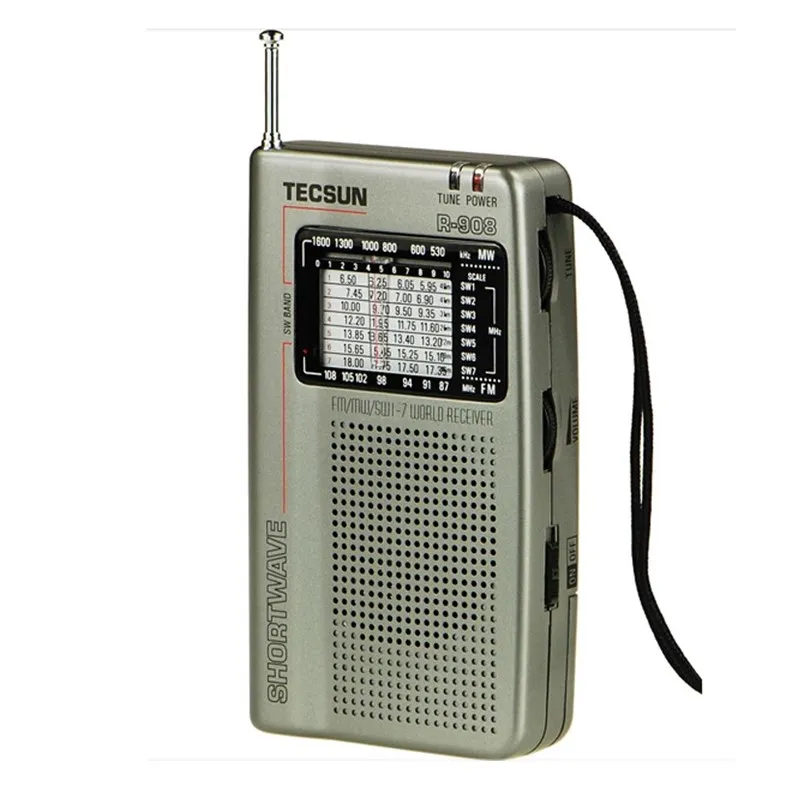 Оригинал TECSUN R 908 AM/FM/SM/MW (11 полосы) мульти Групп Радиоприемник Трансляция С