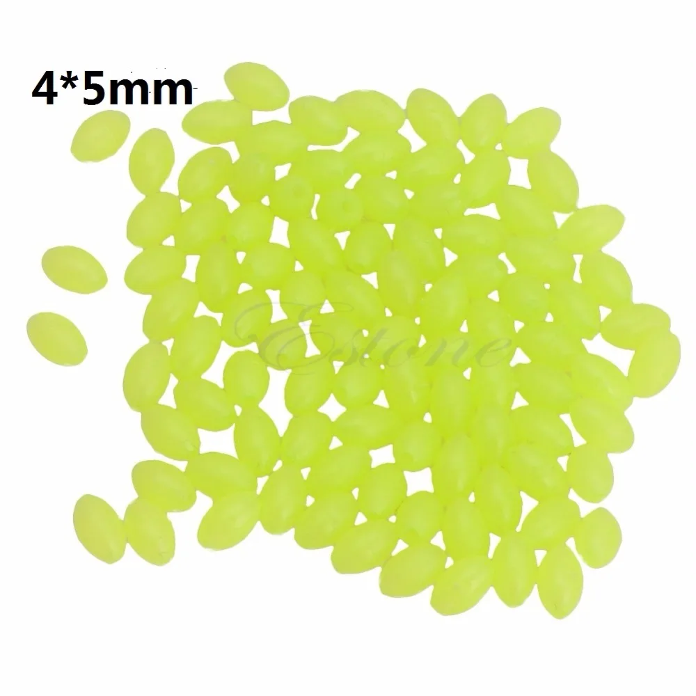 Желтый 100 шт. Овальный жесткий светящиеся бусины для рыбалки в море рыболовные