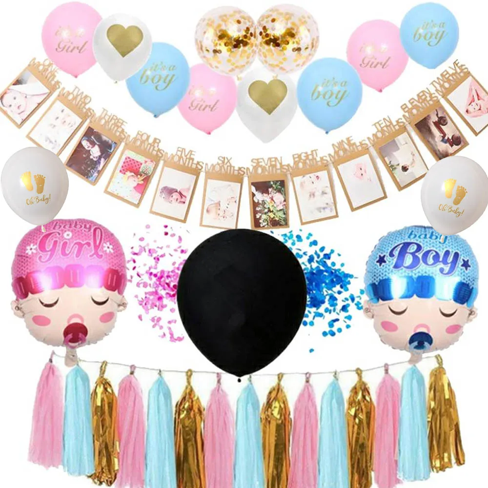 December photo banner balloon birthday party decorated child first foil baby shower boy girl | Дом и сад